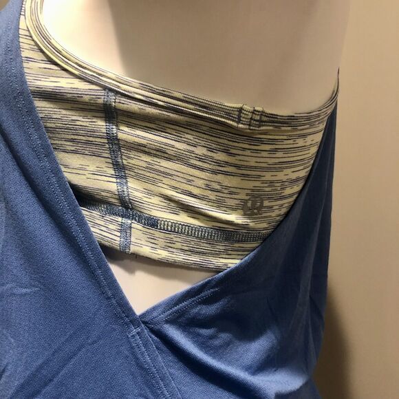 Lululemon Athletica Tank Top 6 Blue W/ Sports Bra Racerback Loose Fit Scoop Neck - Picture 12 of 14
